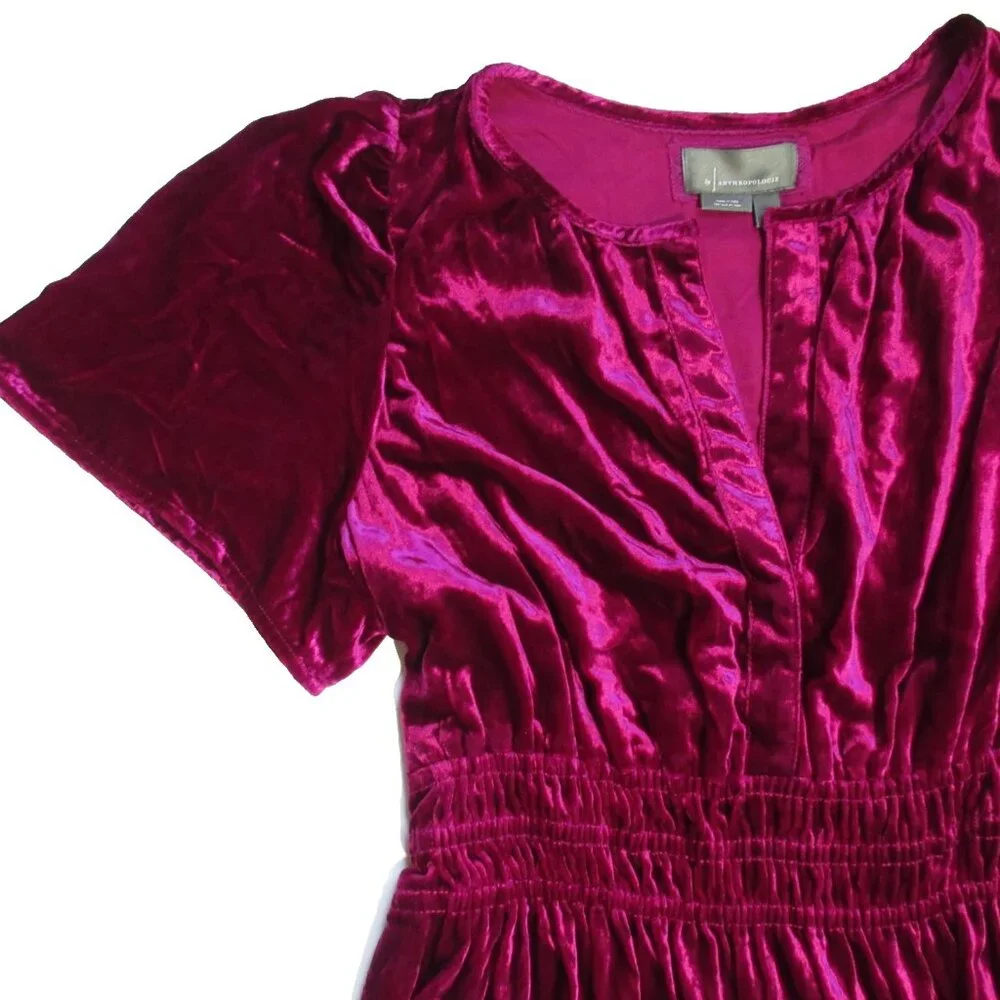 NWT by Anthropologie The Somerset Maxi in Pink Velvet Edition Dress L - Picture 4 of 7